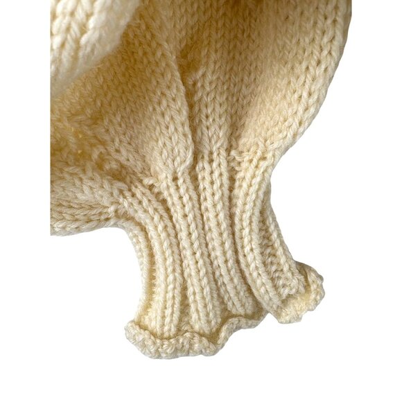 Rare Grandma Cottage Boho Cream Knit Shawl Sweater, Women's Large - Picture 7 of 9
